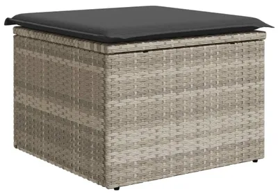Productafbeelding van Tuinstoel met kussen, 55x55x37 cm, lichtgrijs, polyrotan