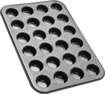 Produktbild von Zenker Mini-Muffinform 24er Backblech (Ø 4,5 cm), für saftige mini Muffins & Cupcakes, Muffinblech, flach & antihaft-beschichtet, Maße: 38,5 x 26,5 x 2 cm