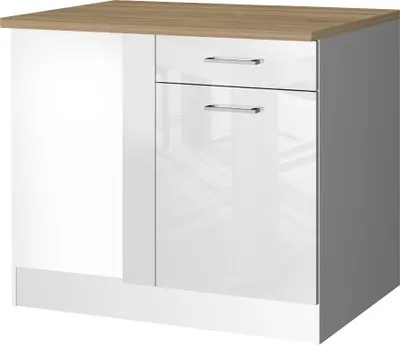 Produktbild von Küchen-Eck-Unterschrank 110 MARANELLO-03 Weiß Hochglanz Breite 110 cm