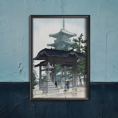 Produktbild von Poster - Canvas - Leinwand - 29,7 cm x 42 cm - Temple Zensetu Kawase Hasui