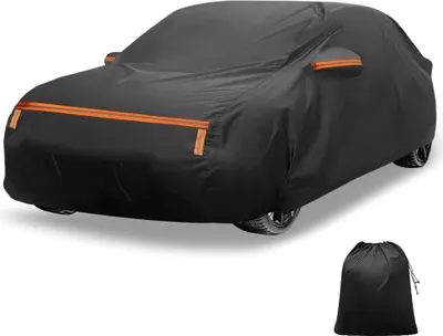 Produktbild von Wasserdichte Autoabdeckung Aluminiumfolie Baumwolle Auto Outdoor Vollabdeckung mit reflektierender Warnleiste für alle Wetterbedingungen Universal passend für Jeep / SUV