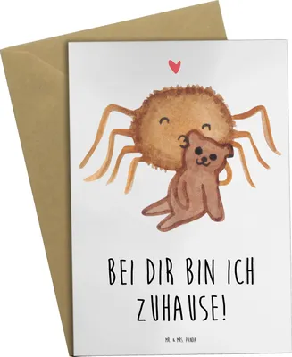 Produktbild von Mr. & Mrs. Panda babykarte Spinne Agathe Teddy - Weiß - Geschenk, Treue, weihnachtskarten, hochzeitskarten, osterkarte, osterkarten, Liebesbeweis, Verliebt, Dankeschön