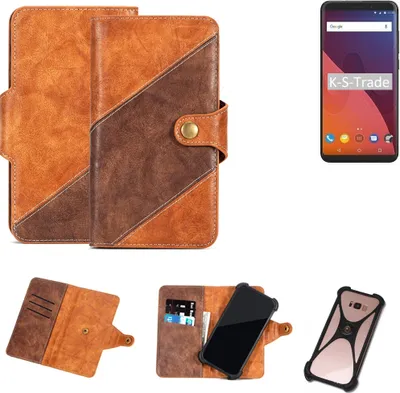 Produktbild von K-S-Trade Handy-Hülle Schutz-Hülle Bookstyle Case Wallet-Case kompatibel mit Wiko View 32 GB Handy Cover Bumper Kantenschutz Smartphone dunkelbraun