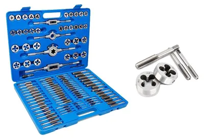 Image de Kit de tarauds et de aléages, 110 pièces, outil en alliage d'acier, compatible avec les systèmes métriques et impériaux, 110 pièces