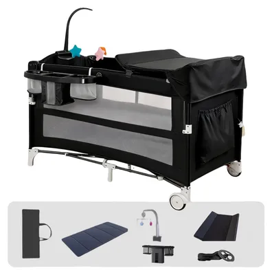 Imagen del producto de Cuna para bebé, diseño multifuncional, características de seguridad, modelo X6602--1 (sin mosquitera)