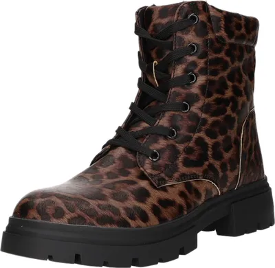 Produktbild von girlZ onlY Kinder-Mädchen-Schnürstiefelette Leopard-Schwarz-Braun, Farbe:braun, EU Größe:39