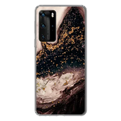 Produktbild von MuchoWow® Handyhülle Schutzhülle Hülle für Huawei P40 Pro Naturstein - Gold - Schwarz Silikon Softcase Handy Hülle - Schutz