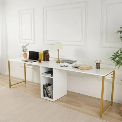 Produktbild von Dmora Schreibtisch Caprioli 240x60x74cm Weiß, 1 Fach