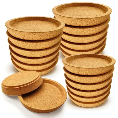 Produktbild von 20 Stück Runde Korkuntersetzer mit Rand - Hitzebeständig und Absorbierend