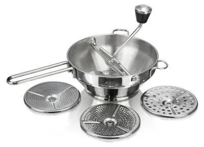 Produktbild von Passiergerät Passiermühle Passiersieb mit 3 Einsätzen Edelstahl Passiermaschine