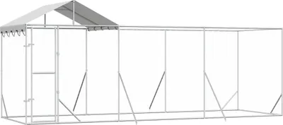 Produktbild von vidaXL Outdoor-Hundezwinger mit Dach Silber 6x2x2,5 m Verzinkter Stahl