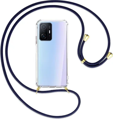 Produktbild von Handykette Backcover-Schutzhülle mit Band (Metall goldfarben) für Xiaomi Mi 11T - dunkelblau