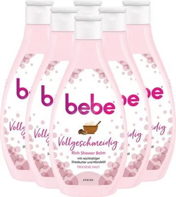 Produktbild von bebe Vollgeschmeidig Rich Shower Balm Duschgel Sheabutter Mandelöl 6 x 250ml