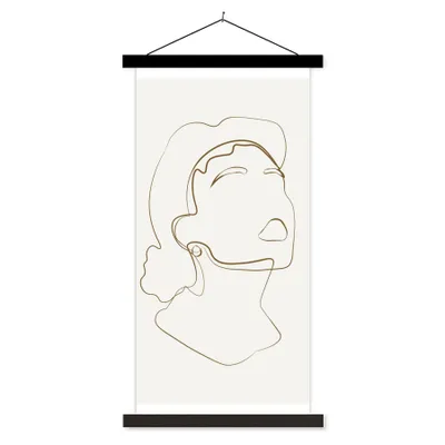 Produktbild von MuchoWow® Textilposter Frauen - Linienkunst - Minimalismus 40x80 cm mit schwarzem Rahmen - Wandemalerei