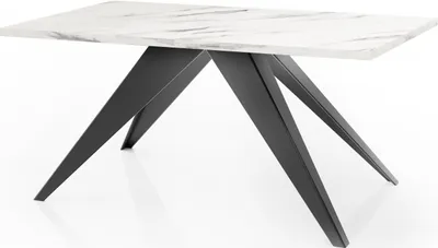 Obrázok produktu pre Jedálenský stôl Vance v modernom štýle, Obdĺžnikový stôl v bielom mramorovom vzhľade - Rozšíriteľný od 140 cm do 240 cm, Kovové nohy potiahnuté práškovou farbou - 140 x 80 cm - Mramor biely