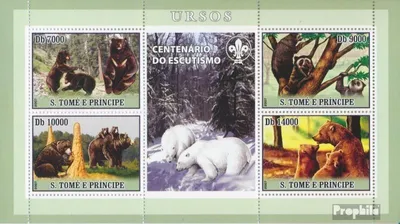 Produktbild von Briefmarken Sao Tome e Principe 2007 Mi 3040-3043 Kleinbogen (kompl. Ausgabe) postfrisch Bären