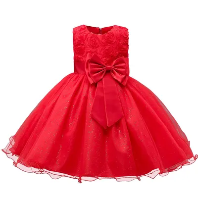 Produktbild von Abendkleid mit Schleife und Blumen - Rot (160)