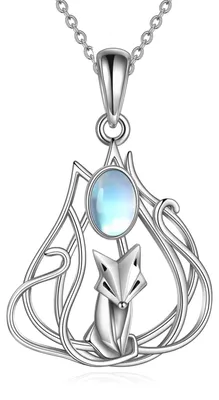 Productafbeelding van Dames Fox Halsketting van Sterling Zilver met Maansteen