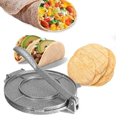 Productafbeelding van Famanu tortilla- en roti-pers - Anti-aanbaklaag, compact, 20 cm