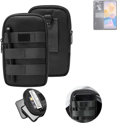 Produktbild von K-S-Trade Holster Gürtel Tasche kompatibel mit Infinix Hot 40 Handy Tasche Schutz Hülle dunkel-grau viele Fächer, 1x
