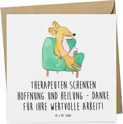 Produktbild von Mr. & Mrs. Panda Glückwunschkarte Therapeut Dankeschön - Weiß - Geschenk, anlasskarte, Geschenkideen, Bedanken, Grußkarte, Danke, Zuversicht, Aufmerksamkeit, doppelkarte