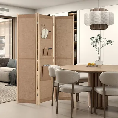 Imagen del producto de Panel divisor de ambientes de 3 piezas, con dimensiones de 121 x 170 cm, que incluye 2 ganchos
