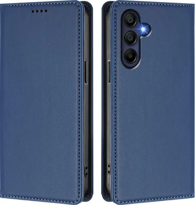 Image de Etui en cuir pour Samsung Galaxy A16 5G/4G, étui magnétique en cuirPolyuréthaneavec support Bleu foncé