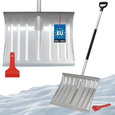 Zdjęcie produktu dla KOTARBAU® Zestaw łopata do śniegu do samochodu 50 cm z aluminiowym uchwytem 138 cm + skrobaczka do lodu do samochodu Zestaw skrobaczka do śniegu do samochodu do odśnieżania Skrobaczka do szyb samochodowych z gumową krawędzią Łopata do śniegu do samochodu