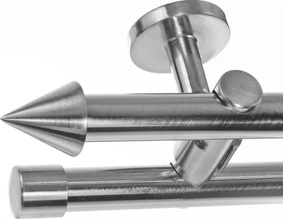 Produktbild von Edelstahl Look Gardinenstange Ø 20mm Deckenträger 2-läufig zweiläufig Deckenbefestigung Spitze D41 E31E30 RR