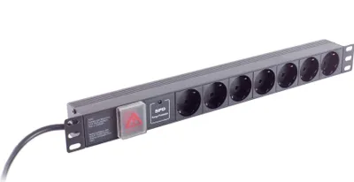 Obrázek produktu pro S/CONN maximum connectivity 09-25175, 1U, Hliník, Plast, Černá, 7 AC zásuvky / AC zásuvek, 2 m, 250 V