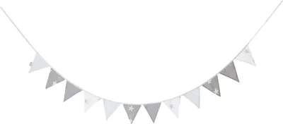 Produktbild von roba Wimpelkette 'Little Stars', 12 Wimpel (2m), Länge Kette 3m, Baby- & Kinderzimmer Deko grau/weiß