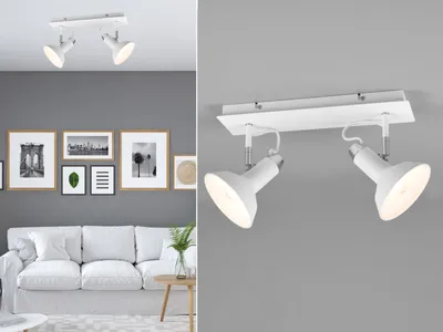 Produktbild von LED Deckenleuchte Spot mit Metall Schirmen in Weiß für Galerie, Flur und Diele