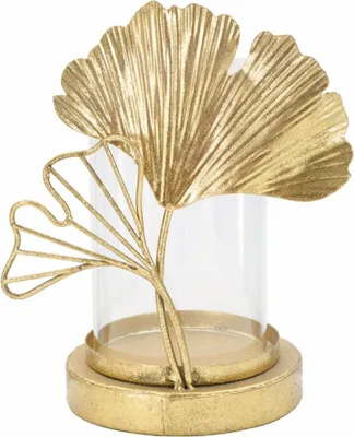 Image de Bougeoir Mauro Ferretti « Feuille » doré 17 x 12 x 21 cm
