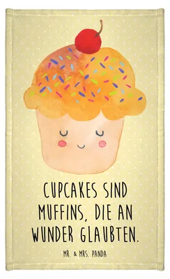 Produktbild von Mr. & Mrs. Panda Handtuch Cupcake - Gelb Pastell - Geschenk, Mini-Handtuch, Motivation Sprüche, Lustige, Design, Küche Deko, Muffin, frottierhandtuch, Klein, Cupcakes