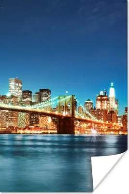 Produktbild von MuchoWow® Poster New York - Brücke - Architektur - Brooklyn - Licht 20x30 cm - Papierdruck