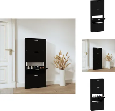 Obrázok produktu pre vidaXL Botník čierny 59x17x150 cm materiál na báze dreva - Regály a skrine na topánky