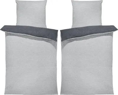 Produktbild von Winter Bettwäsche Biber Meliert Baumwolle Flanell Kuschelig Flauschig Warm Weich Modern, Größe:4 teilig 135x200 cm, Farbe:grau / anthrazit