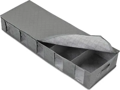 Produktbild von Graue Aufbewahrungsbox aus Vliesstoff unter dem Bett, faltbar, für den Kleiderschrank, für die Aufbewahrung von Kleidung, staubdicht und feuchtigkeitsbeständig