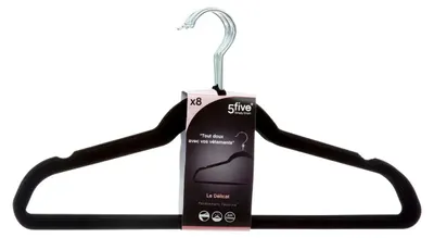 Produktbild von Kleiderbügel Samt 8 Stück Five® - Schwarz - Antirutsch