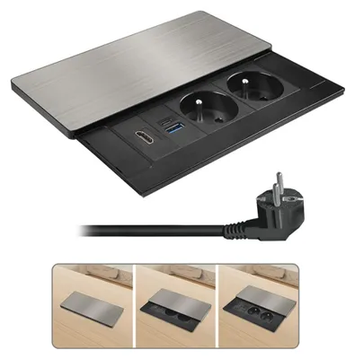 Immagine prodotto di Solight Ciabatta integrata con coperchio scorrevole, 2 prese, HDMI, USB A+C 20 W PD, 2 m, argento PP128C-PD20-HDMI