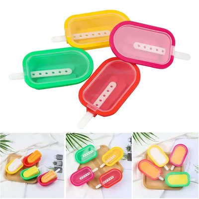 Produktbild von 8er Set Mini-Eisformen aus Silikon – Wiederverwendbare 65ml Eis am Stiel Formen – BPA-frei, für Kinder & Erwachsene, Mediterranes Design