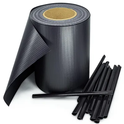 Produktbild von Sichtschutzstreifen inkl. 30 Befestigungsclips Zaunblende 35 m Rolle 19 cm PVC Zaunfolie Windschutz Doppelstabmatten , Farbe:Anthrazit;Länge:35m