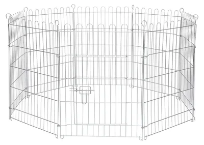 Productafbeelding van lionto Buitenren voor kleine huisdieren, 8-delig met deur en netafdekking, weerbestendig verblijf voor konijnen en cavia's, 59x78 cm