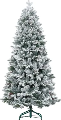 Produktbild von Künstlicher Weihnachtsbaum 180 cm mit 1489 Spitzen und Kunstschnee klappbar mit Metallständer für festliche Weihnachtsdekoration in Grün