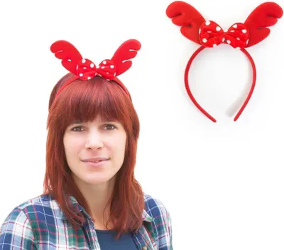 Produktbild von Oblique Unique Haarreif Haarreifen Rentier Elch Geweih mit Schleife Fasching Karneval