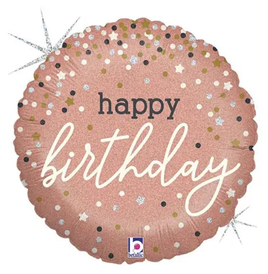 Produktbild von 18"/Ø46cm Folienballon "Happy Birthday" Rosegold Glitter Holo