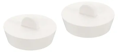 Zdjęcie produktu dla Zatyczki do odpływu, 2 sztuki, 46-51 mm, gumowe, białe, do wanny, umywalki, zlewu kuchennego