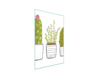 Produktbild von Herdabdeckplatte 35x52 Glaskeramikkochfeld Abdeckung Spritzschutz Glasplatte Deko Schneidebrett Kaktus Weiß