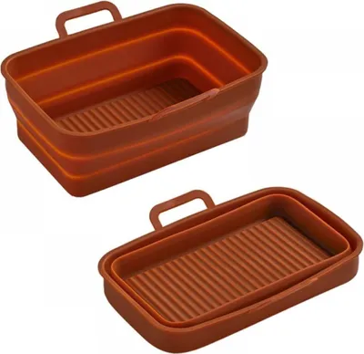Produktbild von 2 Stück Rechteckige Heißluftfritteuse Silikon Backbleche, für Heißluftfritteusen, Backöfen, Mikrowellenherde, Brown