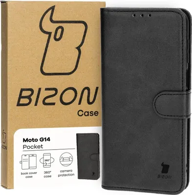 Produktbild von Bizon Case Pocket Flip Case für Motorola Moto G14, Schwarz